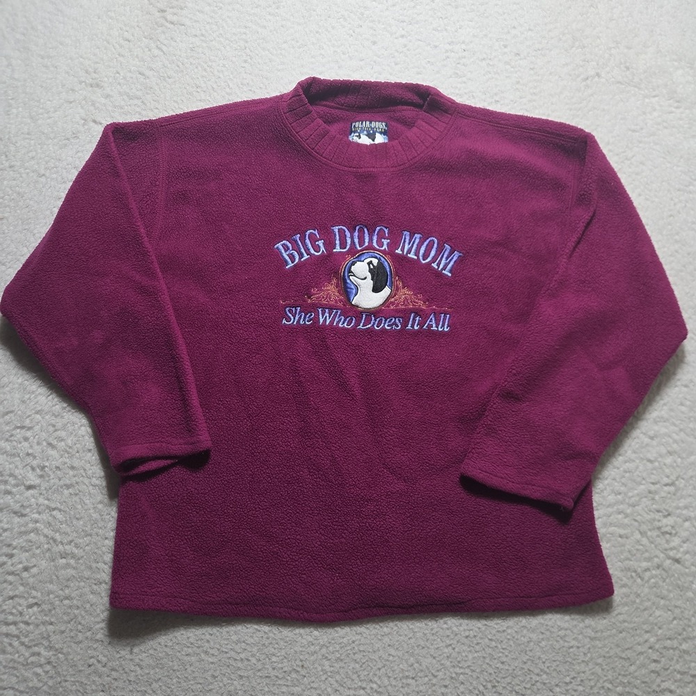 Vintage Big Dogs Womens Large Fleece Sweater Embroidered USA Made Polor Dog